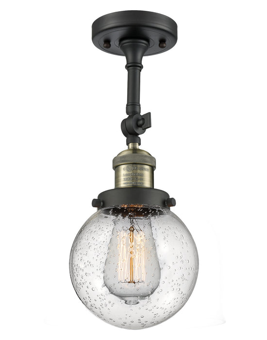 Innovations 201F-BAB-G204-6 One Light Semi-Flush Mount, Black Antique Brass