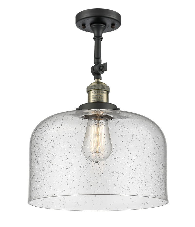 Innovations 201F-BAB-G74-L One Light Semi-Flush Mount, Black Antique Brass
