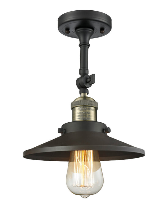 Innovations 201F-BAB-M6 One Light Semi-Flush Mount, Black Antique Brass