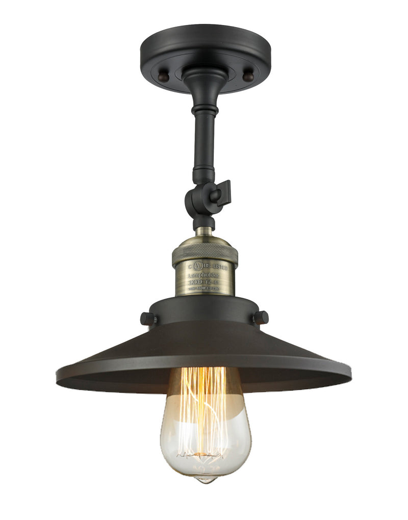 Innovations 201F-BAB-M6-LED LED Semi-Flush Mount, Black Antique Brass