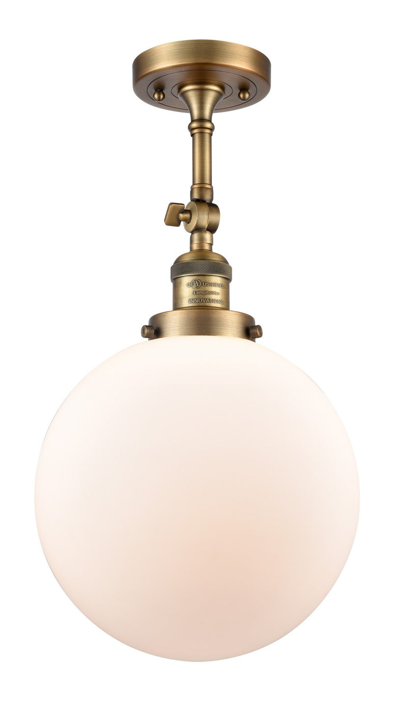 Innovations 201F-BB-G201-10-LED LED Semi-Flush Mount, Brushed Brass