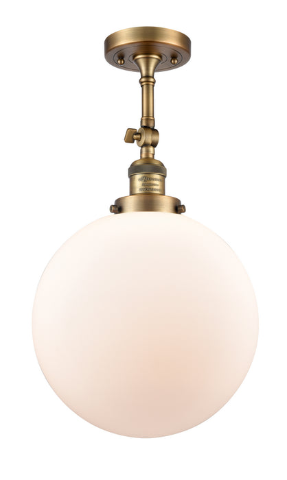 Innovations 201F-BB-G201-12 One Light Semi-Flush Mount, Brushed Brass