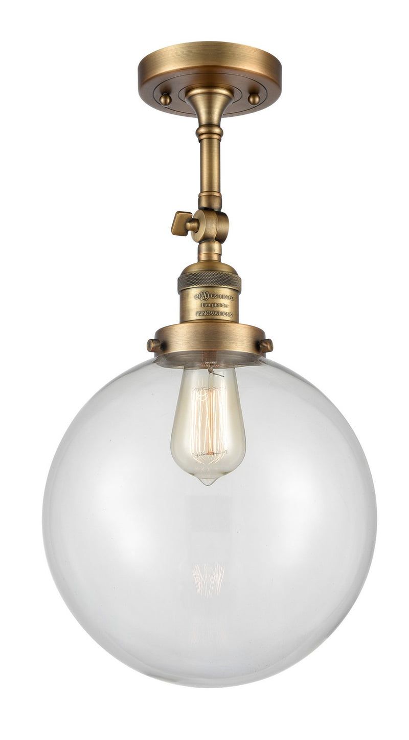 Innovations 201F-BB-G202-10-LED LED Semi-Flush Mount, Brushed Brass
