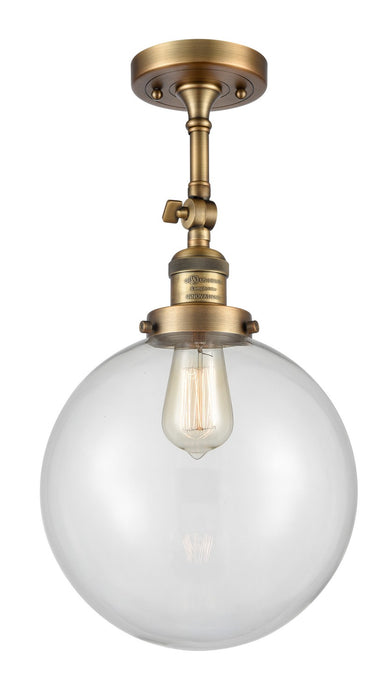 Innovations 201F-BB-G202-10-LED LED Semi-Flush Mount, Brushed Brass