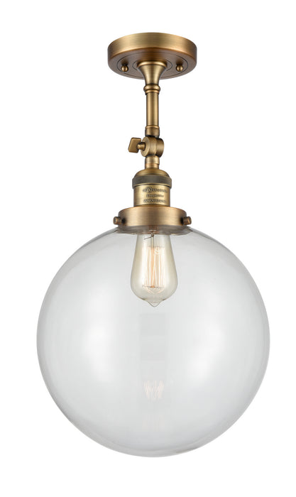 Innovations 201F-BB-G202-12 One Light Semi-Flush Mount, Brushed Brass