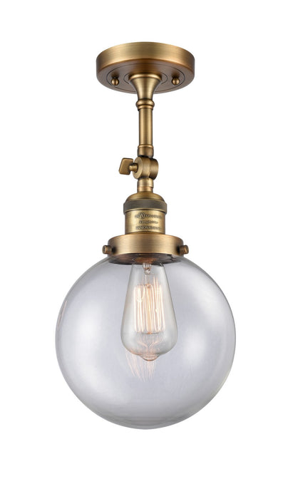 Innovations 201F-BB-G202-8 One Light Semi-Flush Mount, Brushed Brass