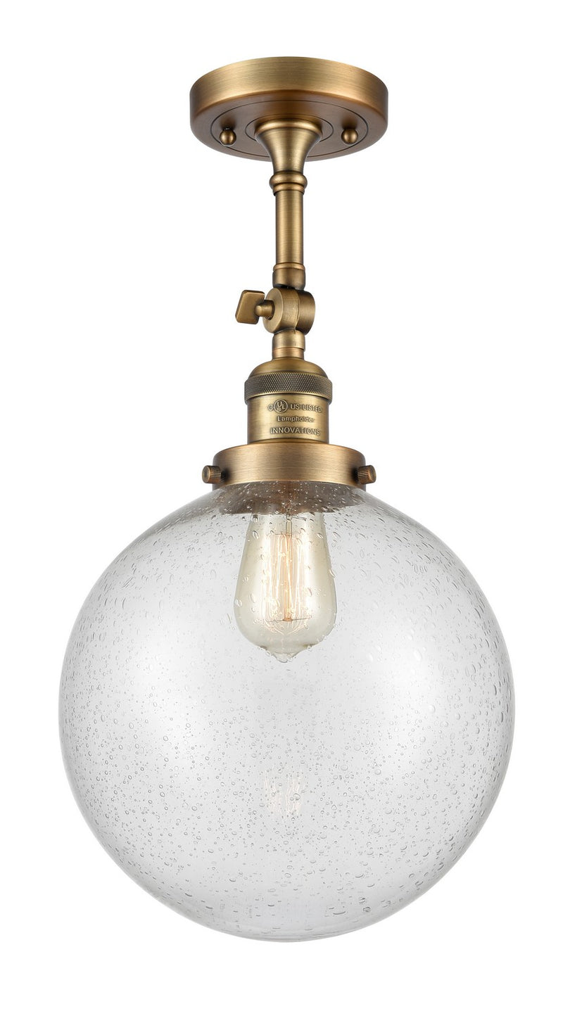 Innovations 201F-BB-G204-10-LED LED Semi-Flush Mount, Brushed Brass