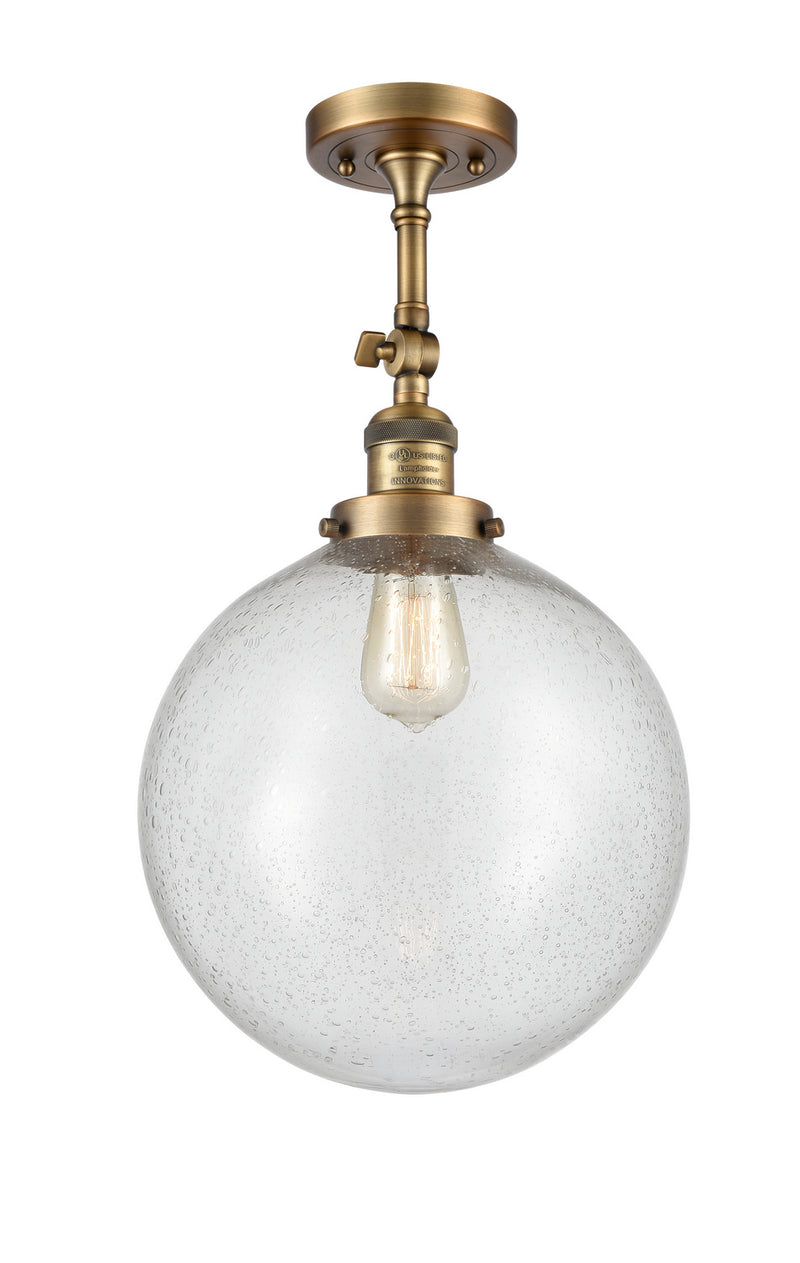 Innovations 201F-BB-G204-12 One Light Semi-Flush Mount, Brushed Brass