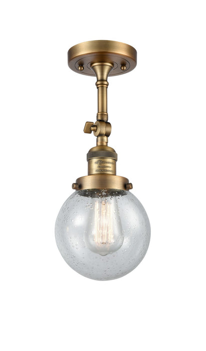 Innovations 201F-BB-G204-6 One Light Semi-Flush Mount, Brushed Brass