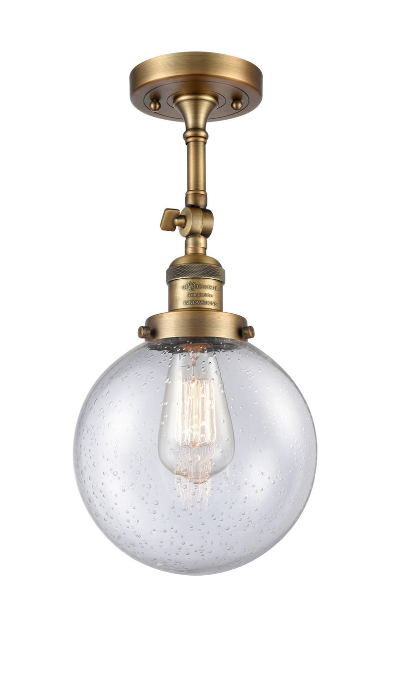 Innovations 201F-BB-G204-8 One Light Semi-Flush Mount, Brushed Brass