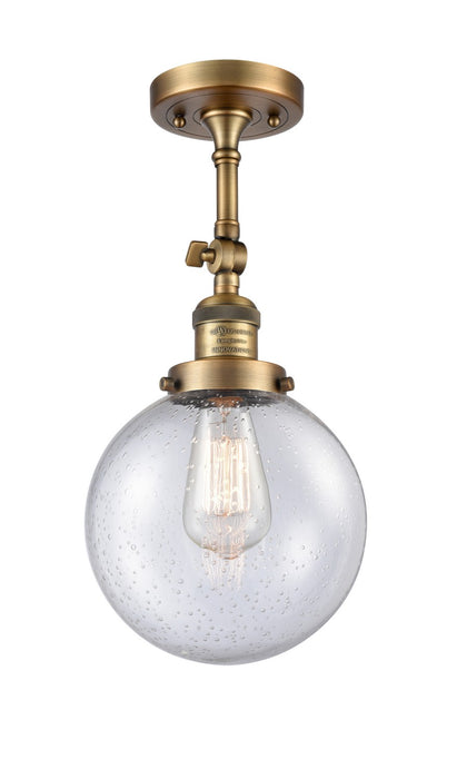 Innovations 201F-BB-G204-8-LED LED Semi-Flush Mount, Brushed Brass