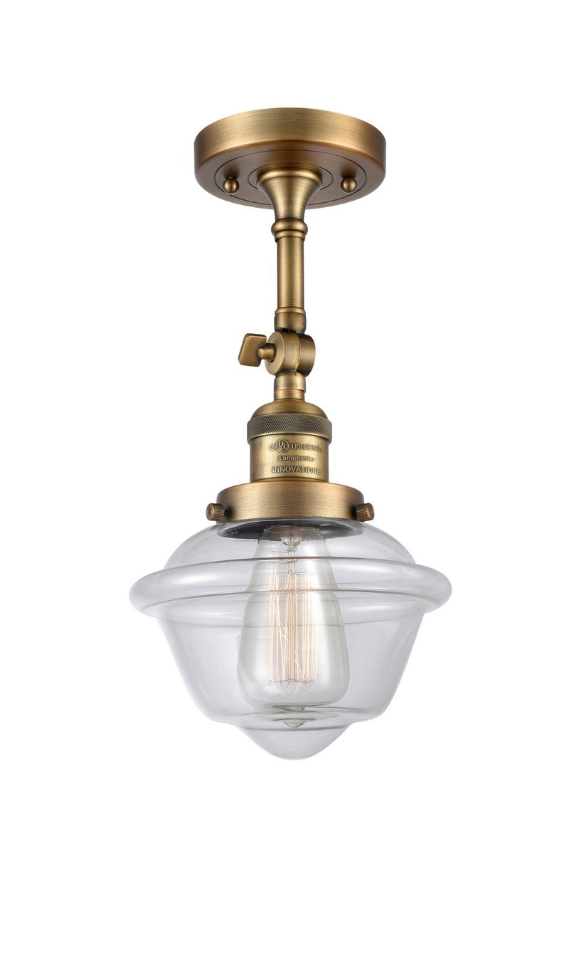 Innovations 201F-BB-G532 One Light Semi-Flush Mount, Brushed Brass