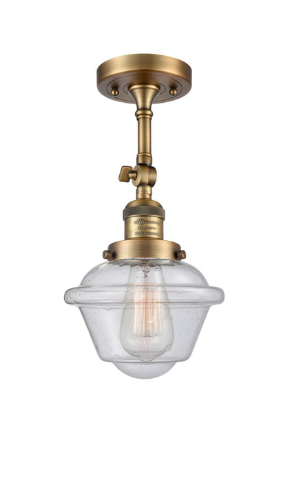 Innovations 201F-BB-G534 One Light Semi-Flush Mount, Brushed Brass