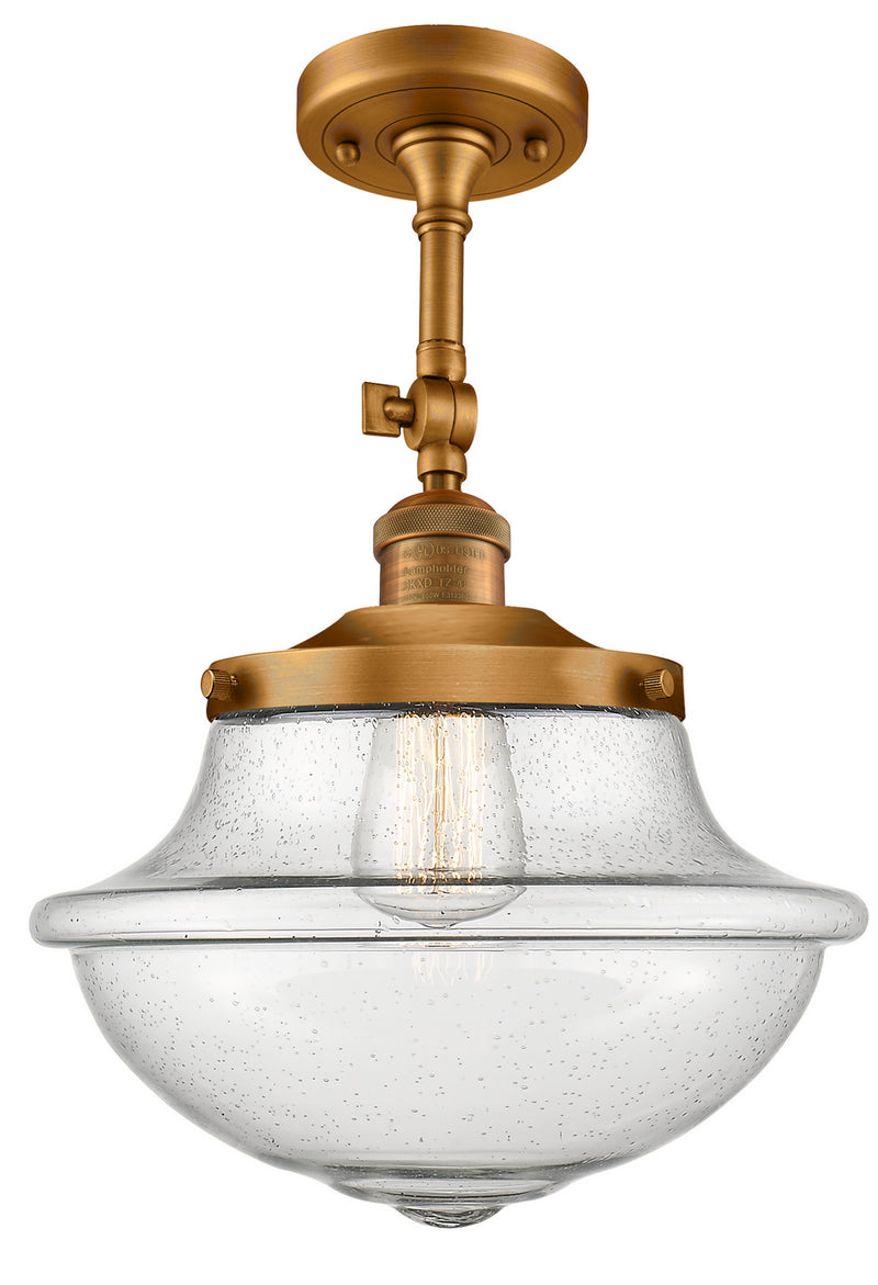 Innovations 201F-BB-G544 One Light Semi-Flush Mount, Brushed Brass