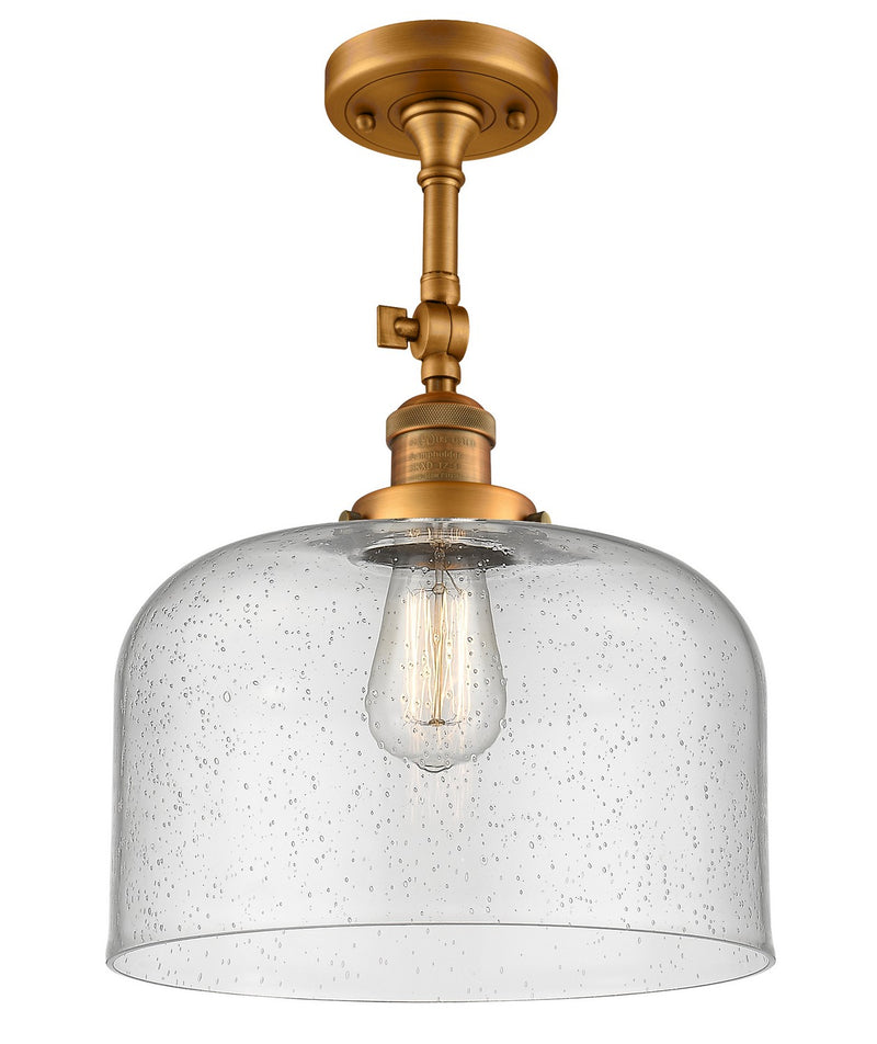 Innovations 201F-BB-G74-L One Light Semi-Flush Mount, Brushed Brass