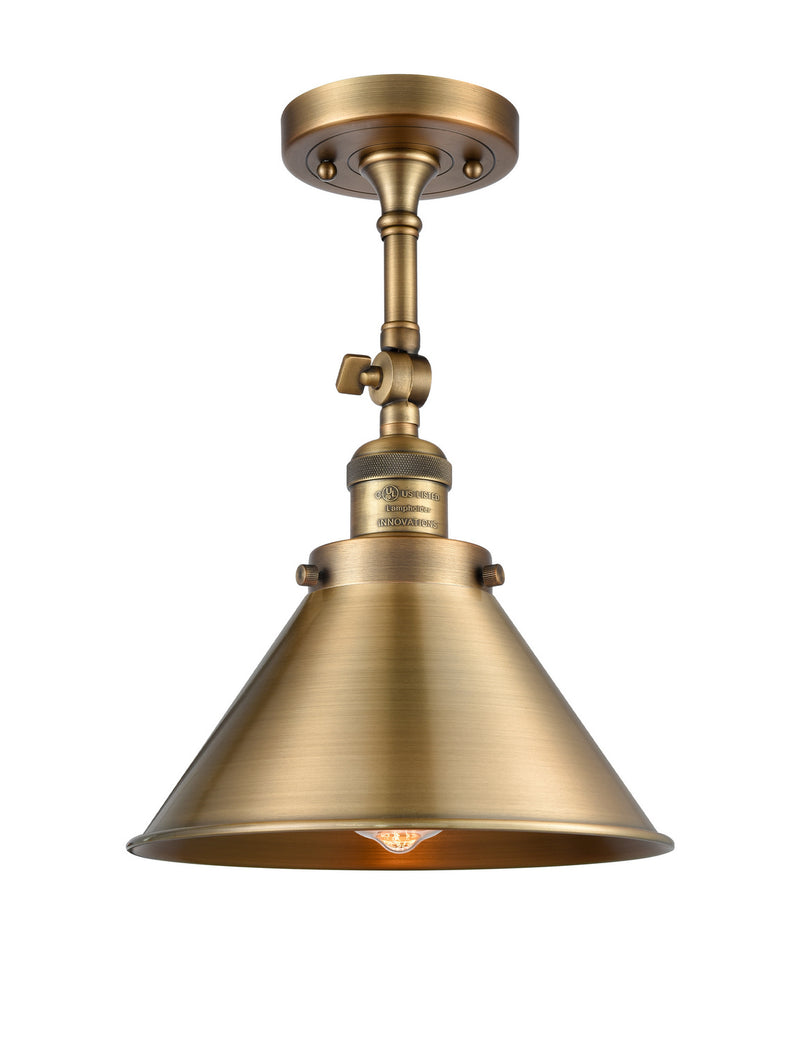 Innovations 201F-BB-M10-BB One Light Semi-Flush Mount, Brushed Brass