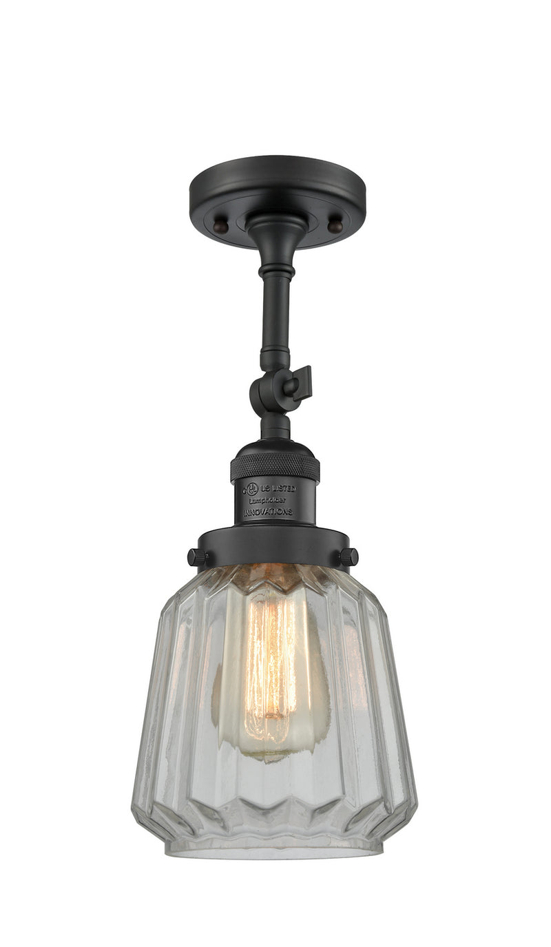 Innovations 201F-BK-G142 One Light Semi-Flush Mount, Matte Black