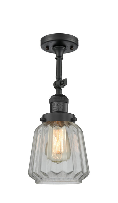 Innovations 201F-BK-G142 One Light Semi-Flush Mount, Matte Black