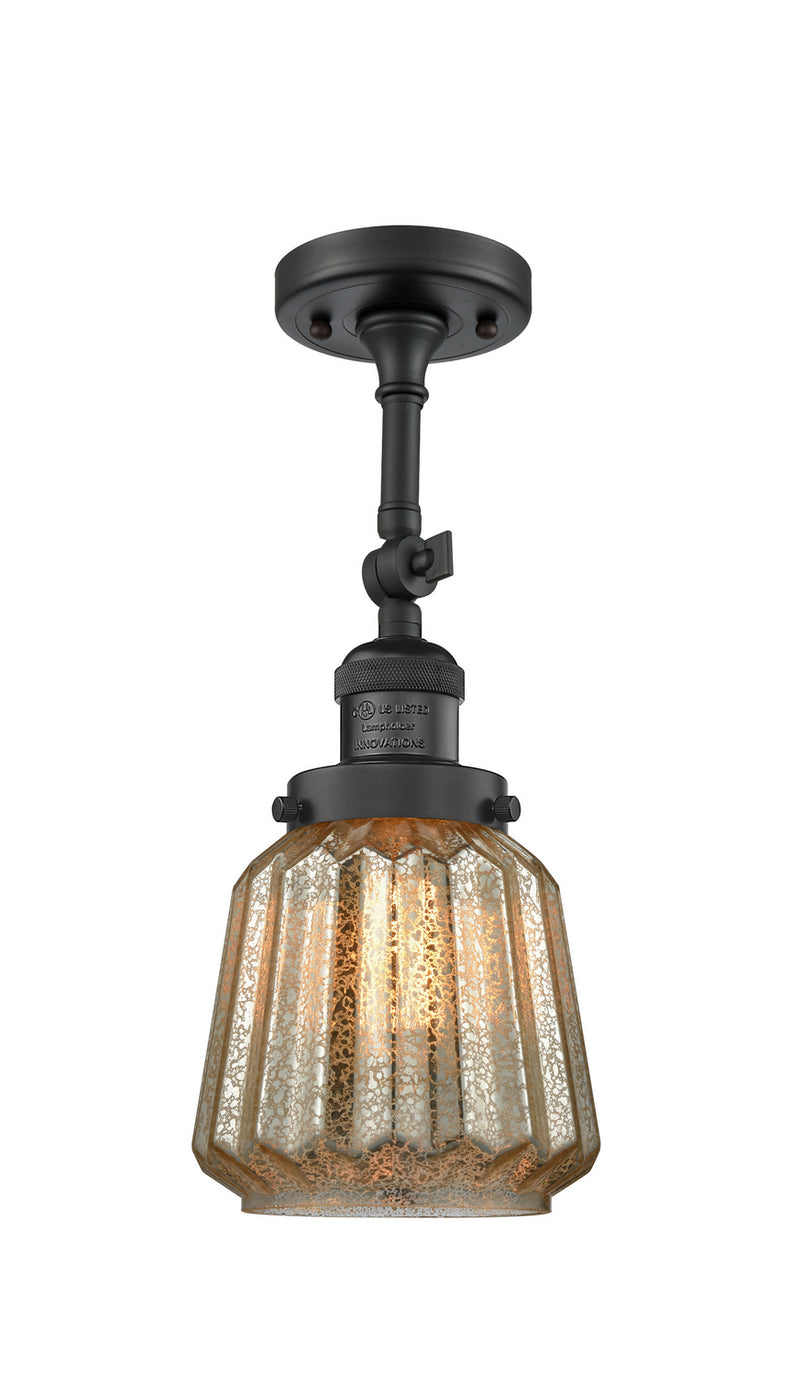 Innovations 201F-BK-G146 One Light Semi-Flush Mount, Matte Black