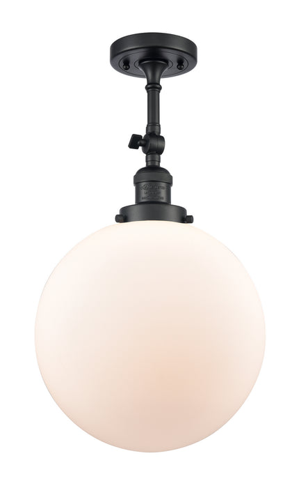 Innovations 201F-BK-G201-12 One Light Semi-Flush Mount, Matte Black
