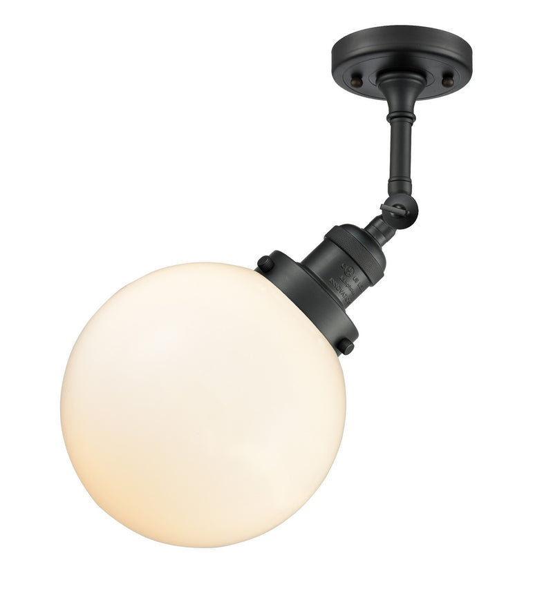 Innovations 201F-BK-G201-8 One Light Semi-Flush Mount, Matte Black