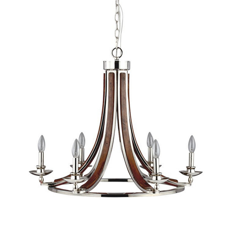 Zeev Lighting CD10074-6-PN-PW Six Light Chandelier, Polished Nickel