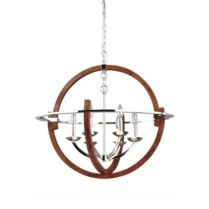 Zeev Lighting CD10075-6-PN-PW Six Light Chandelier, Polished Nickel