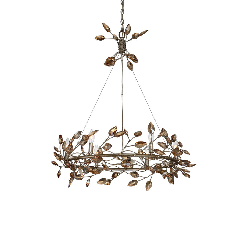 Zeev Lighting CD10101-6-SL-AGP-CC Six Light Chandelier, Silver Leaf w/Antique Gold