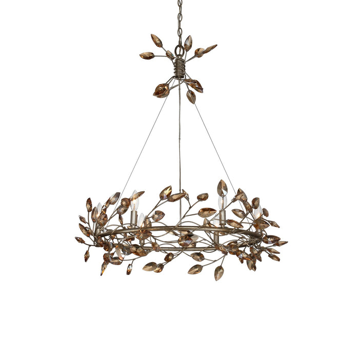 Zeev Lighting CD10101-6-SL-AGP-CC Six Light Chandelier, Silver Leaf w/Antique Gold