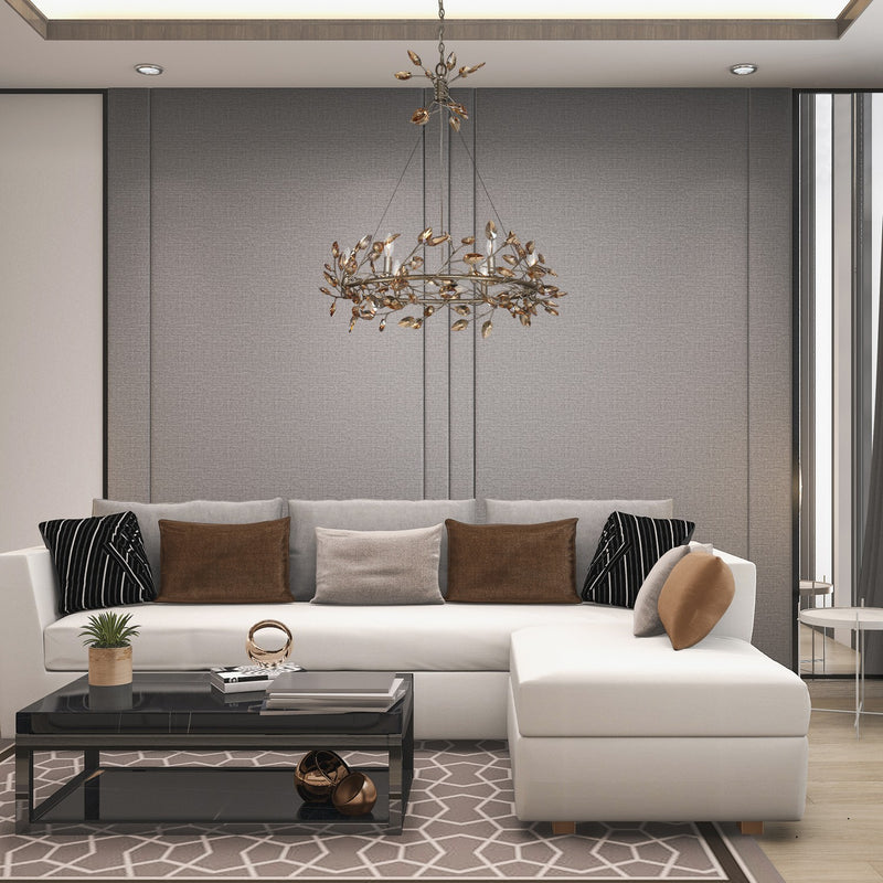 Zeev Lighting CD10101-6-SL-AGP-CC Six Light Chandelier, Silver Leaf w/Antique Gold