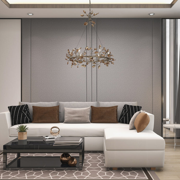 Zeev Lighting CD10101-6-SL-AGP-CC Six Light Chandelier, Silver Leaf w/Antique Gold