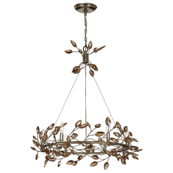 Zeev Lighting CD10101-6-SL-AGP-CC Six Light Chandelier, Silver Leaf w/Antique Gold