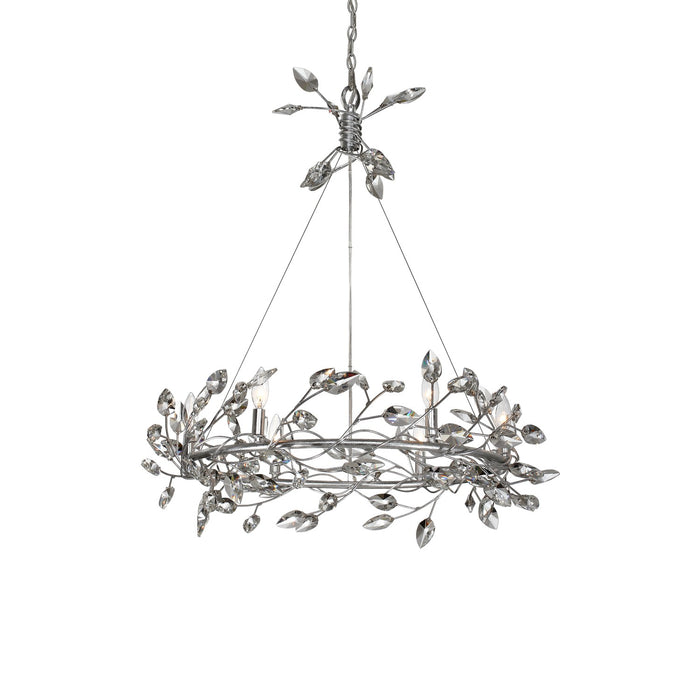 Zeev Lighting CD10101-6-SL-CL Six Light Chandelier, Silver Leaf