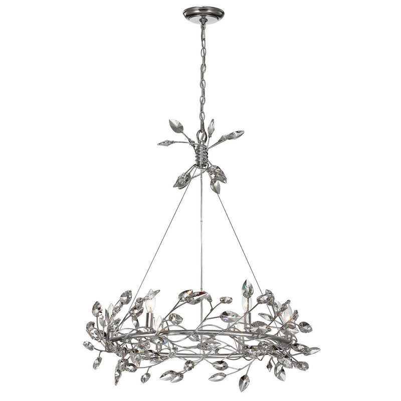 Zeev Lighting CD10101-6-SL-CL Six Light Chandelier, Silver Leaf