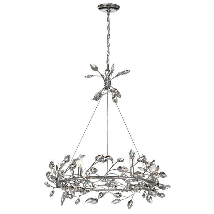 Zeev Lighting CD10101-6-SL-CL Six Light Chandelier, Silver Leaf