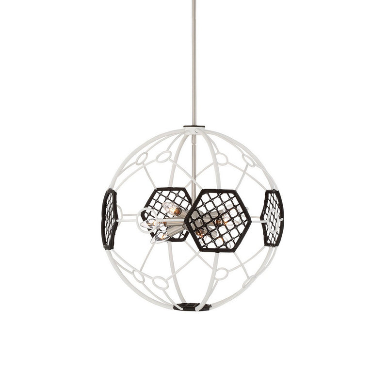 Zeev Lighting CD10115-9-WT-BK Nine Light Chandelier, White & Black