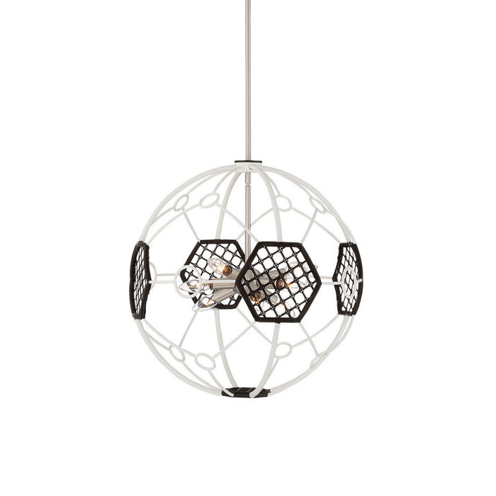 Zeev Lighting CD10115-9-WT-BK Nine Light Chandelier, White & Black