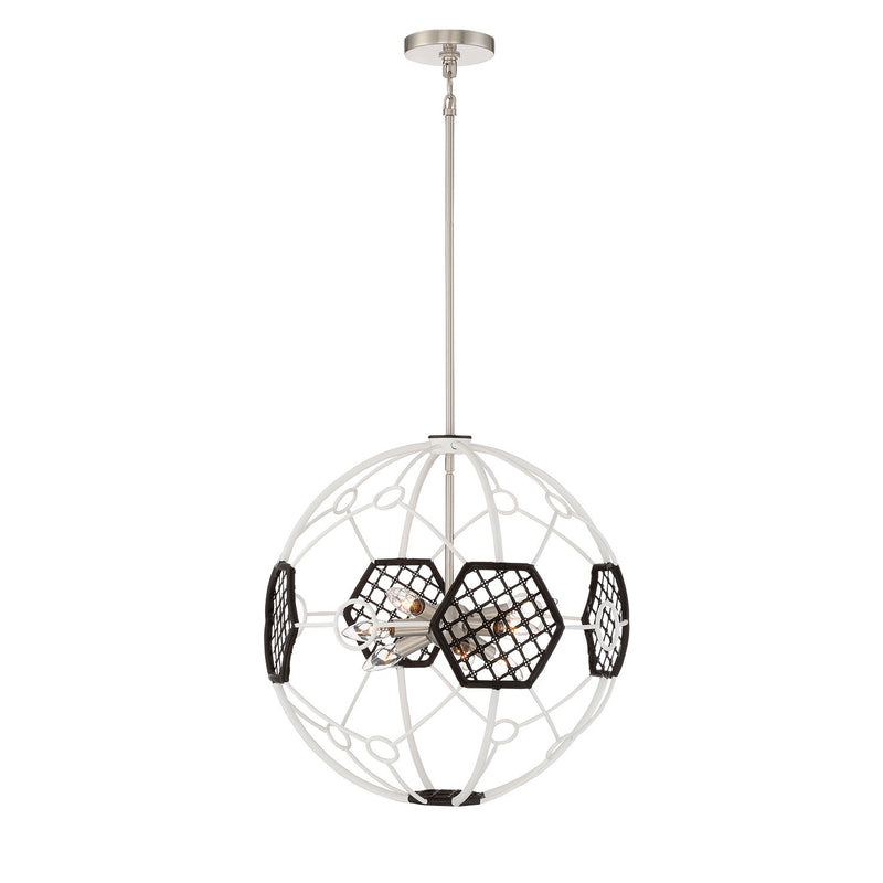 Zeev Lighting CD10115-9-WT-BK Nine Light Chandelier, White & Black
