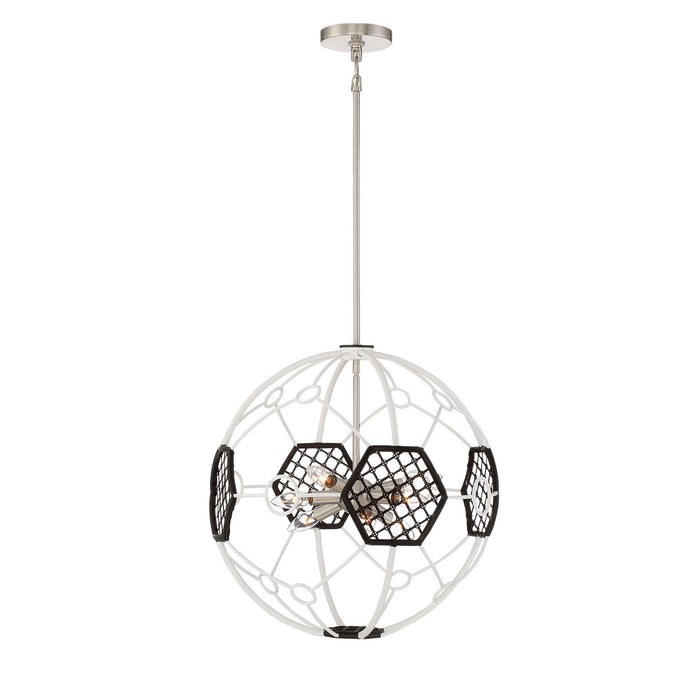 Zeev Lighting CD10115-9-WT-BK Nine Light Chandelier, White & Black
