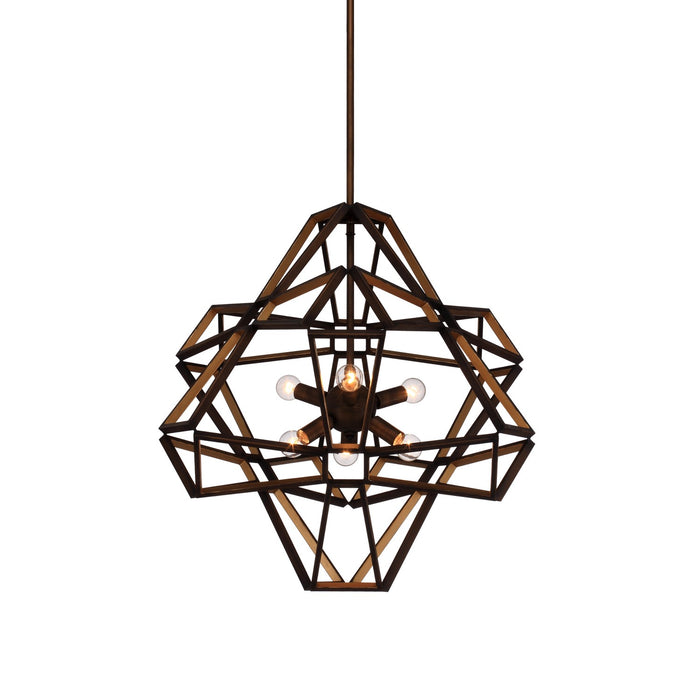 Zeev Lighting CD10146-6-CB-G Six Light Chandelier, Chestnut Bronze