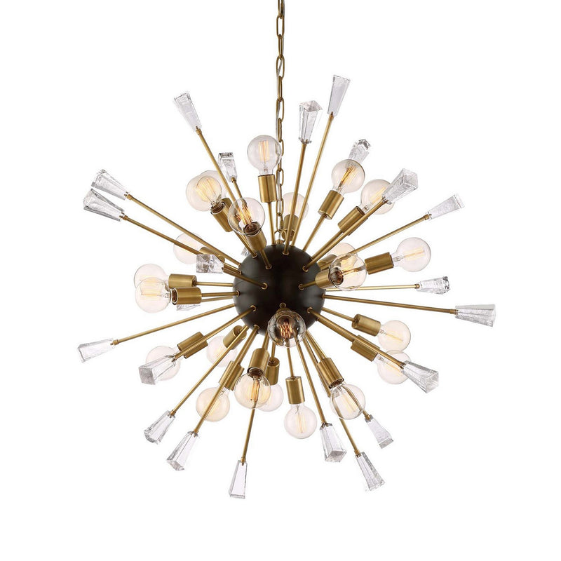 Zeev Lighting CD10163-24-AGB+MBK 24 Light Chandelier, Aged Brass
