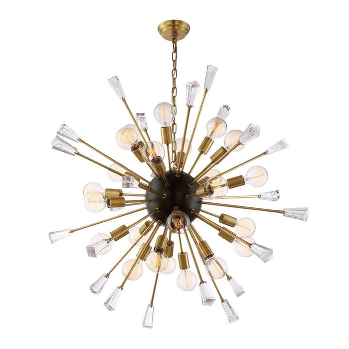 Zeev Lighting CD10163-24-AGB+MBK 24 Light Chandelier, Aged Brass