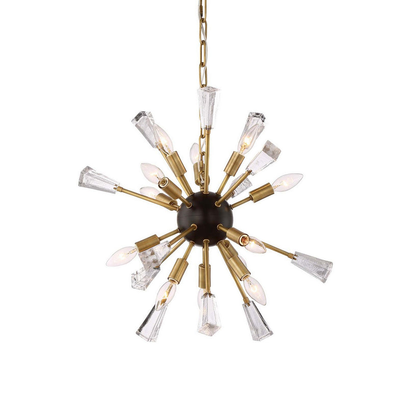 Zeev Lighting CD10165-12-AGB+MBK 12 Light Chandelier, Aged Brass
