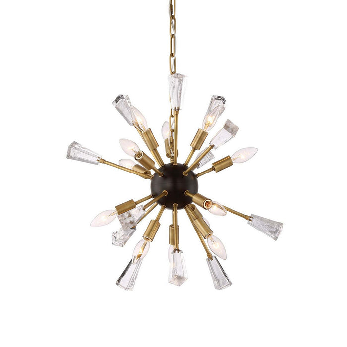 Zeev Lighting CD10165-12-AGB+MBK 12 Light Chandelier, Aged Brass