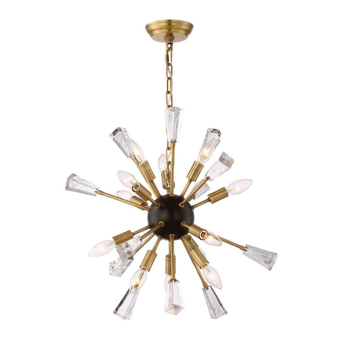 Zeev Lighting CD10165-12-AGB+MBK 12 Light Chandelier, Aged Brass