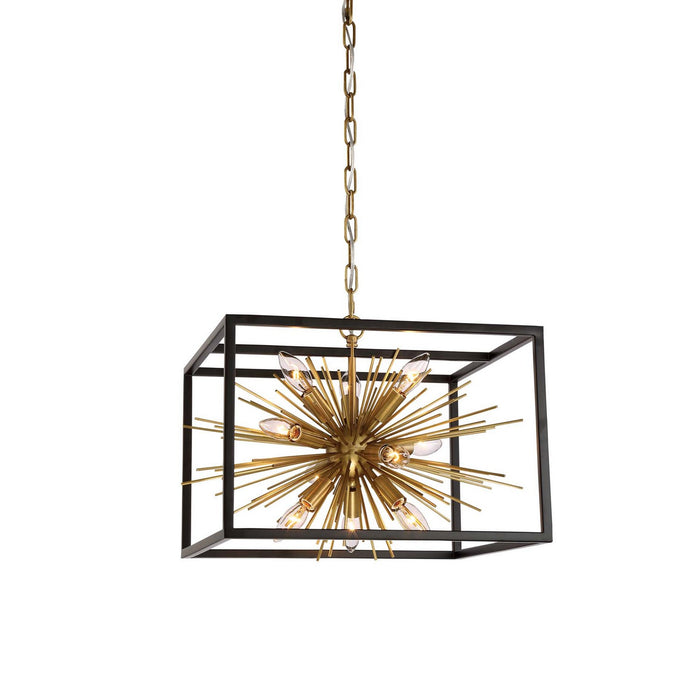 Zeev Lighting CD10172-10-AGB+MBK Ten Light Chandelier, Aged Brass