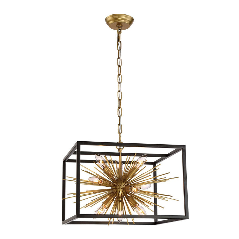 Zeev Lighting CD10172-10-AGB+MBK Ten Light Chandelier, Aged Brass