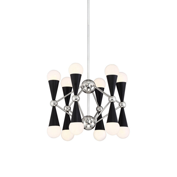 Zeev Lighting CD10220-12-PN+MBK 12 Light Chandelier, Polished Nickel