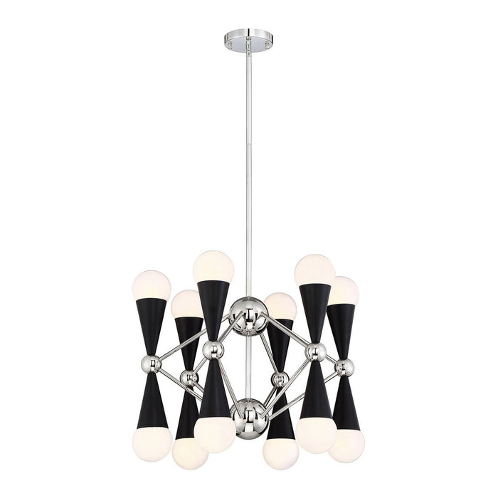 Zeev Lighting CD10220-12-PN+MBK 12 Light Chandelier, Polished Nickel