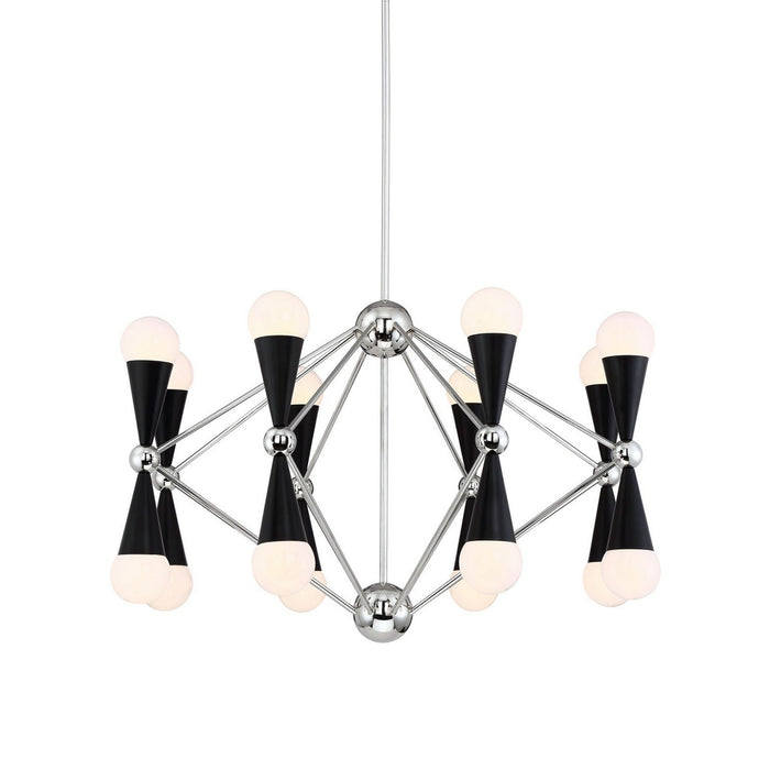Zeev Lighting CD10221-16-PN+MBK 16 Light Chandelier, Polished Nickel